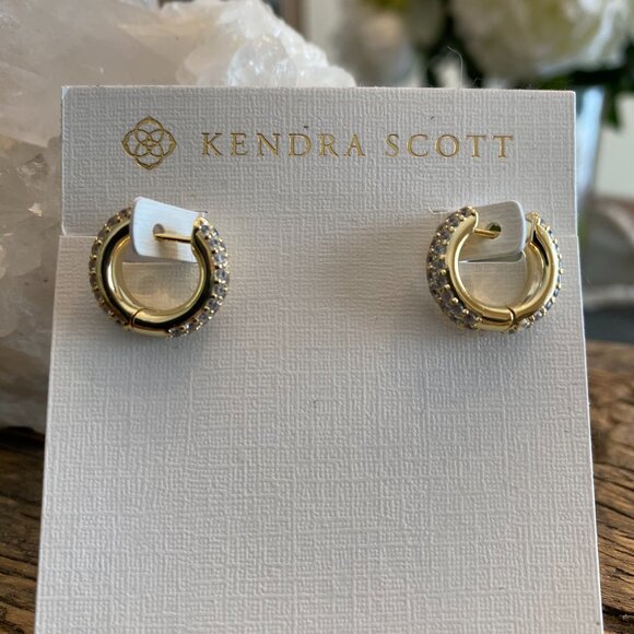 Kendra Scott Mikki Pave Huggie Earrings in Gold - Picture 3 of 5